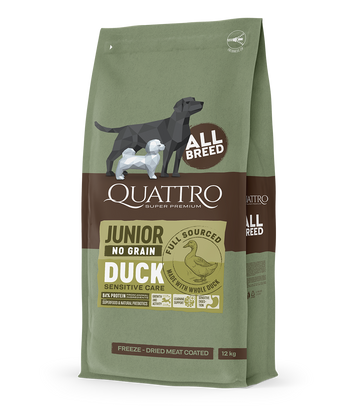 Dog food junior all breed no grain with duck