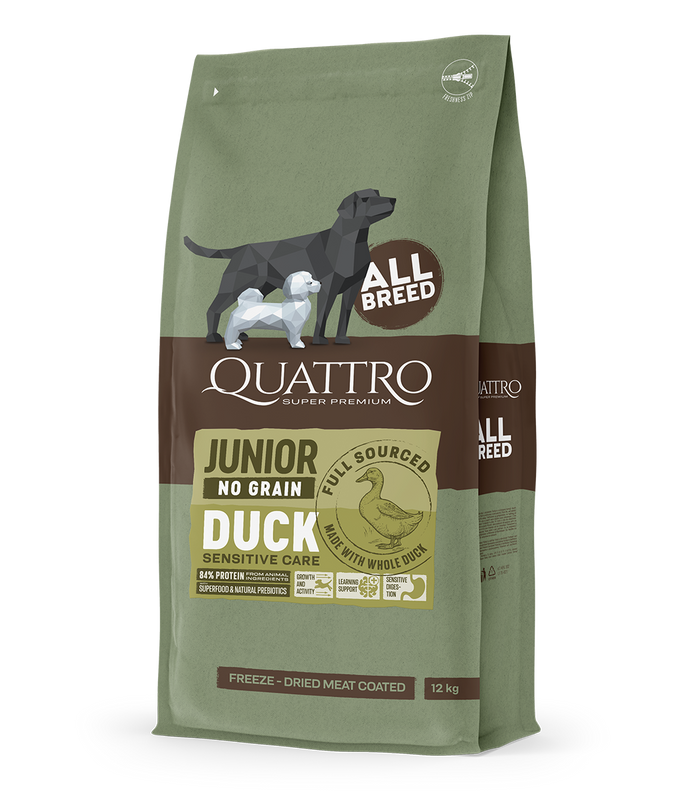 Dog food junior all breed no grain with duck