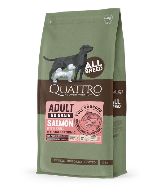 Dog food adult all breed no grain with salmon krill