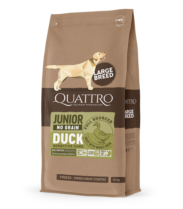 Dog food junior large breed no grain with duck