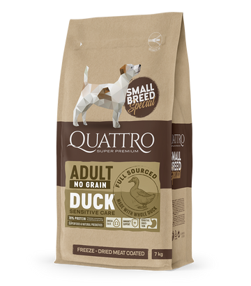 Dog food adult small breed no grain with duck