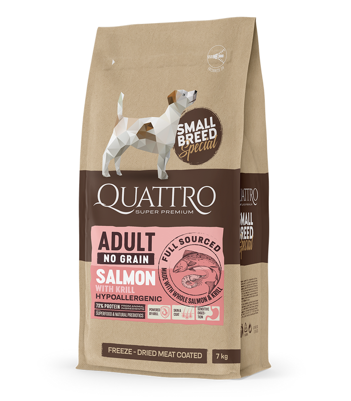 Dog food adult small breed no grain with salmon krill